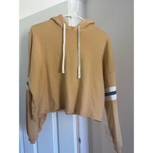 American Eagle Cropped Hoodie Striped Sleeve Comfy‎ Athleisure XXS